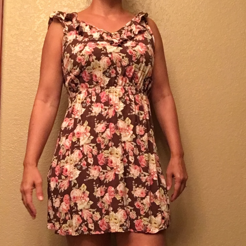 Brown floral dress