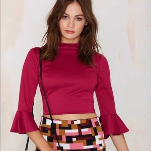 NWT Nasty Gal For Keeps Bell Sleeve Crop Top