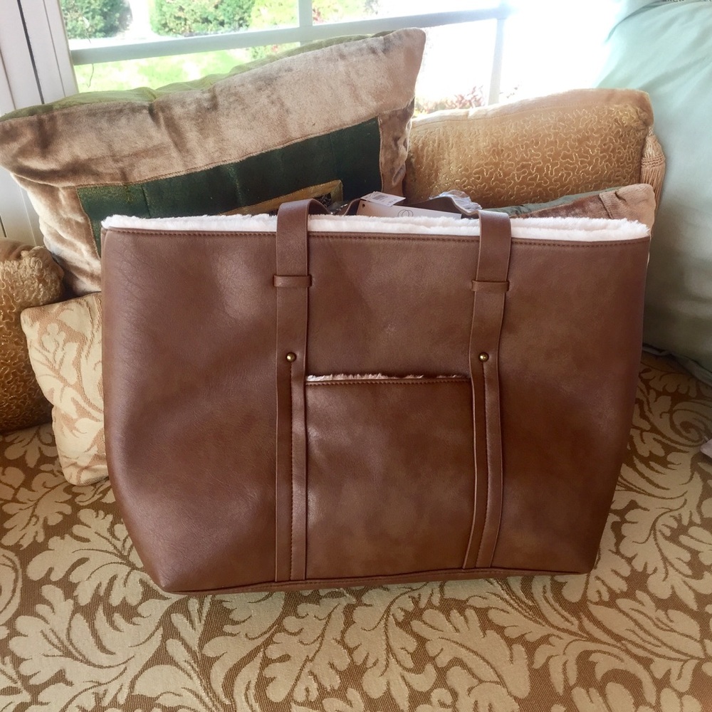 NWT - Tan vegan leather shoulder bag