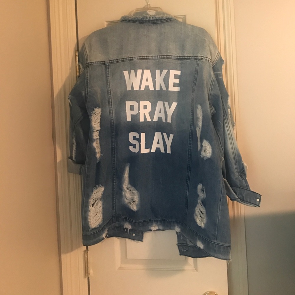 Wake Pray Slay Denim Jacket