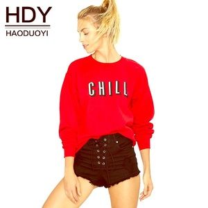 "Chill" Sweatshirt (Red). AVAILABLE IN ALL SIZES!