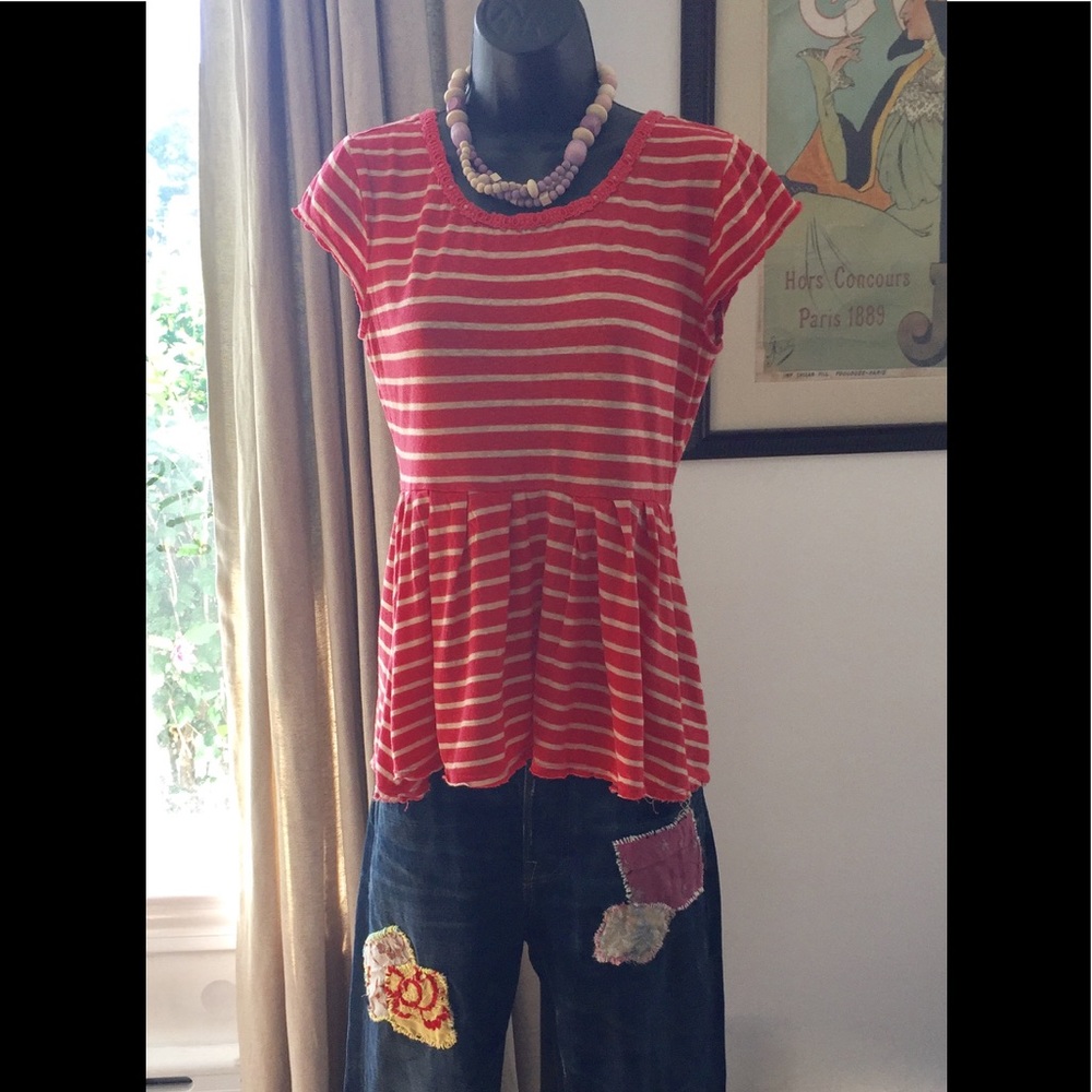 Free People Stripped Peplum Tee