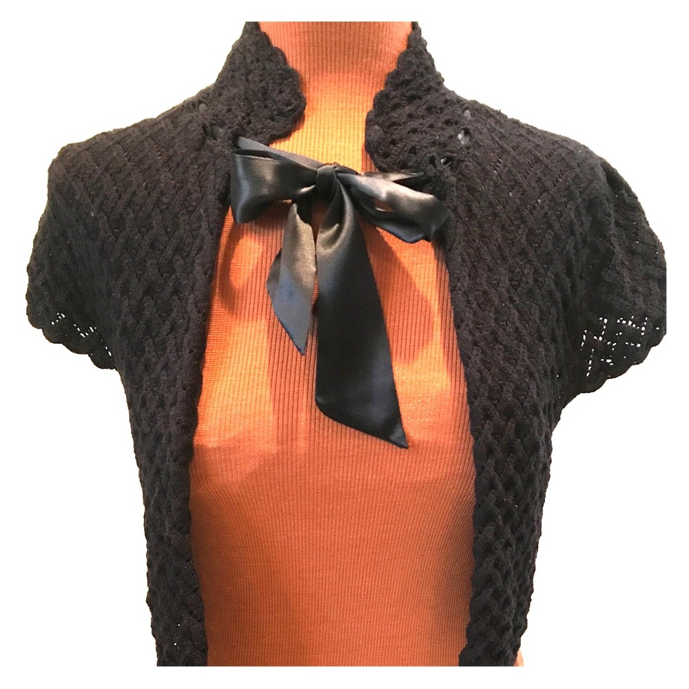 bebe crocheted shrug