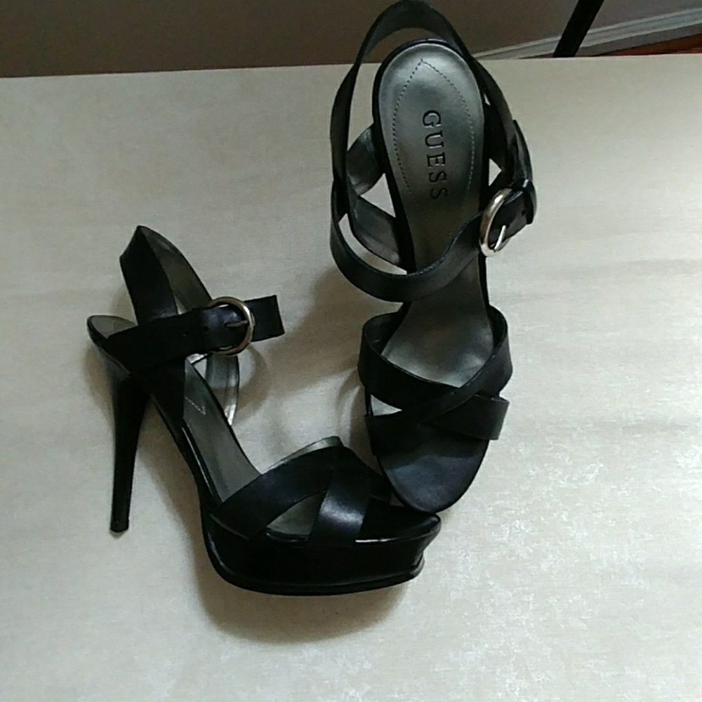 Classic Black Leather Heels by Guess