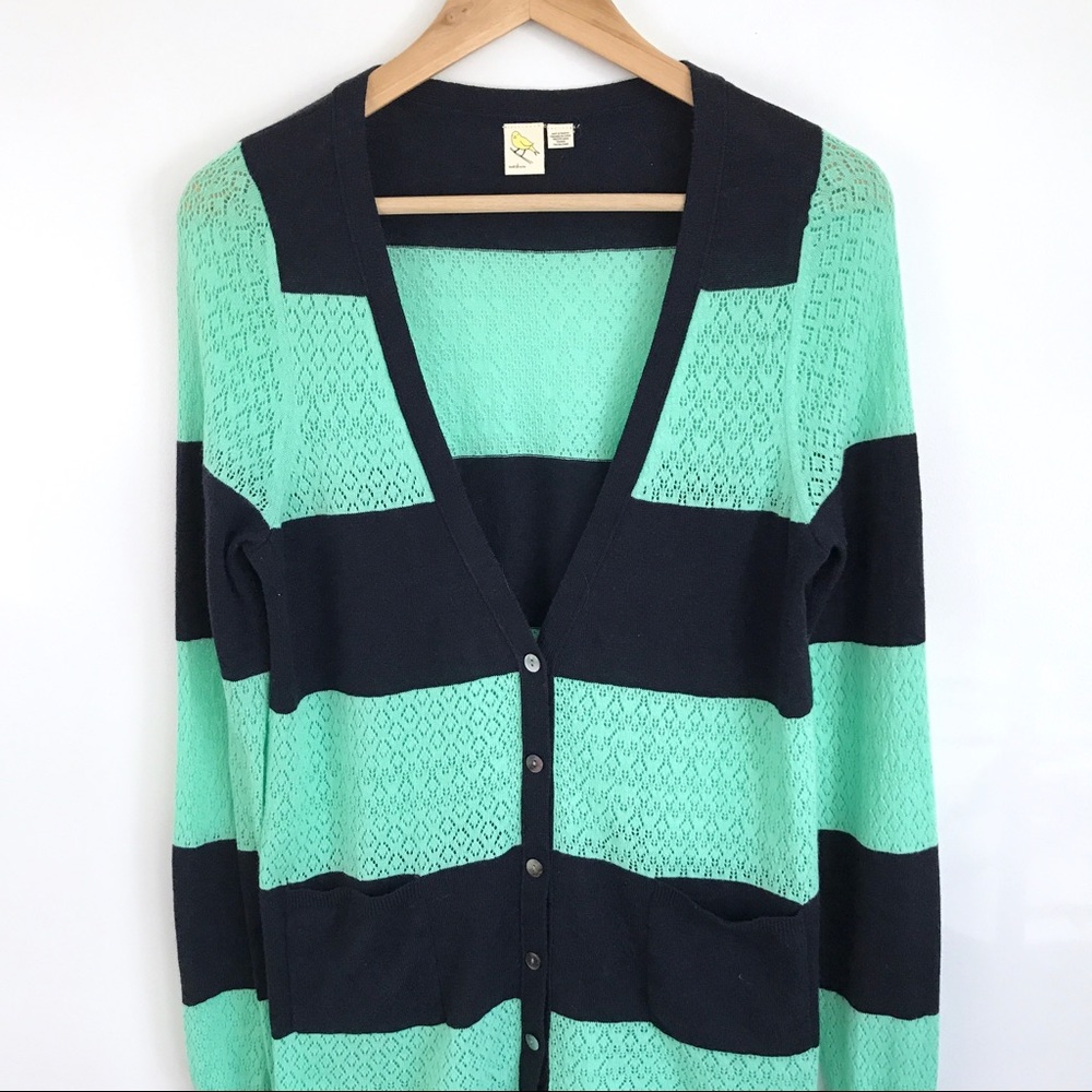 Yellow Bird Rugby Pointelle Cardigan Sweater NWOT - Picture 2 of 8