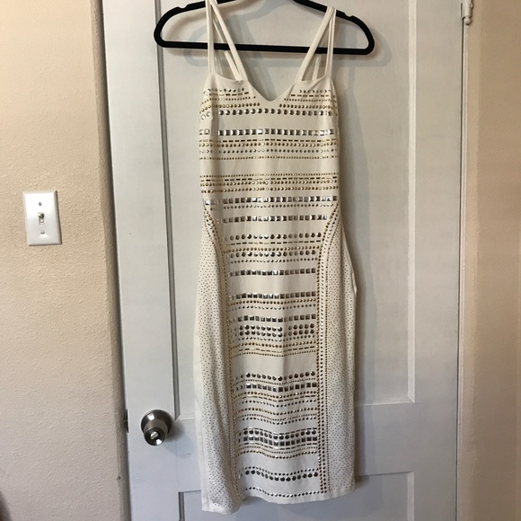 bebe Dresses & Skirts - Bebe White bodycon studded maxi dress