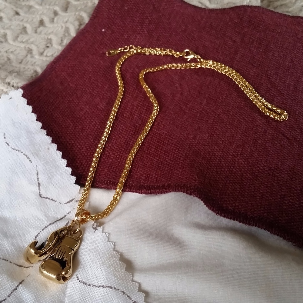 Gold-Tone Boxing Gloves Necklace