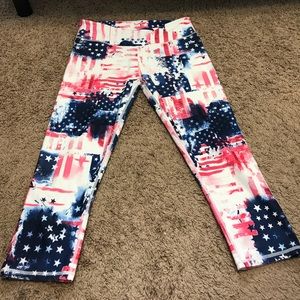 Crop Fabletics Leggings, American Flag Print