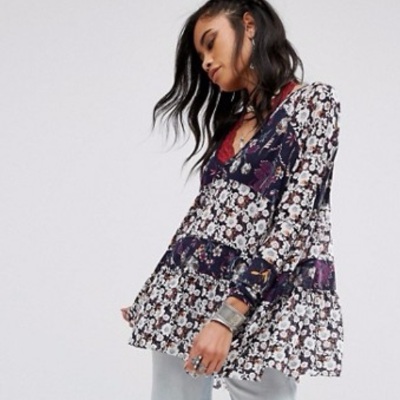 Free People Isabelle Floral Ruffle Print Tunic - Picture 2 of 4