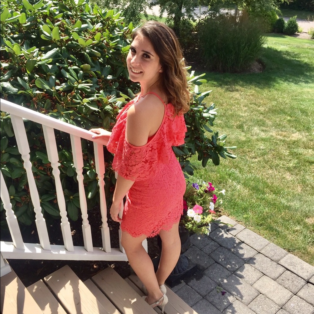 Coral Lace Dress - Picture 3 of 3