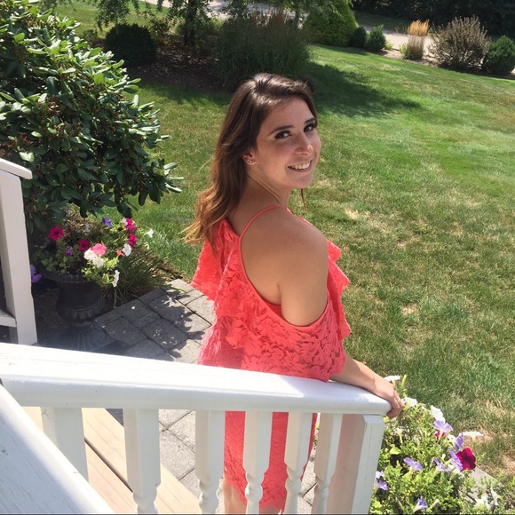 Coral Lace Dress - Picture 2 of 3