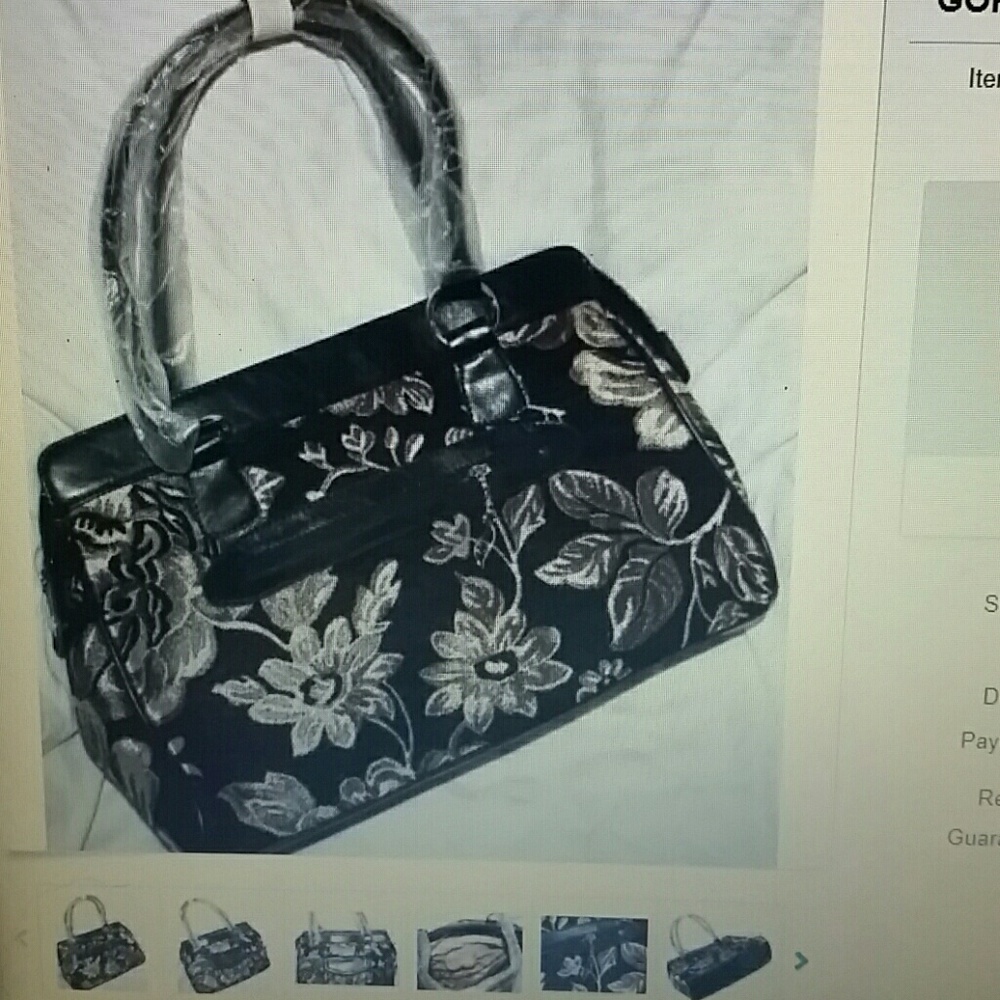 Textile floral black purse bag