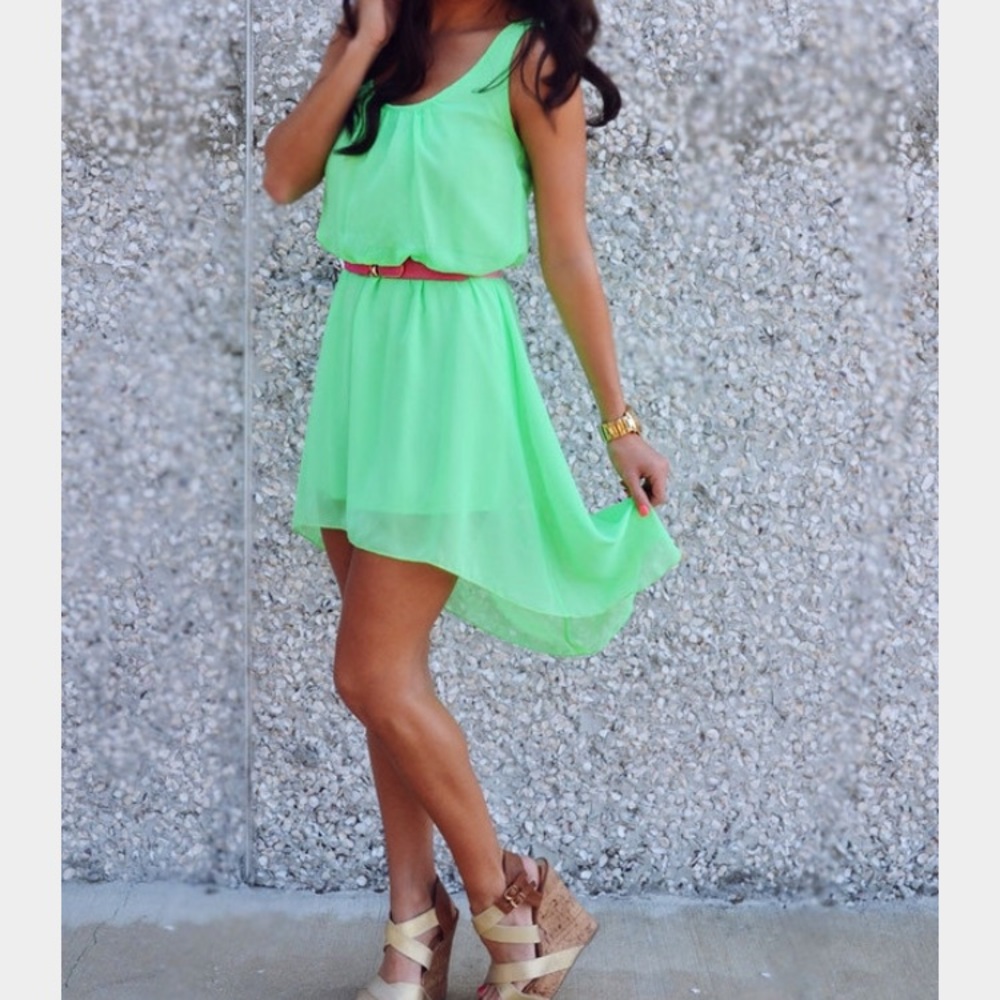 Lush High-Low Mint Dress