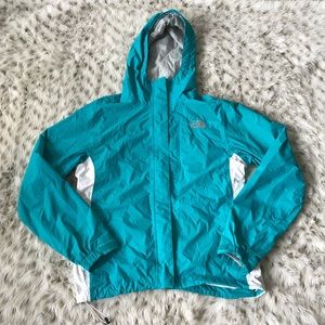 North Face Teal and White Full zip hooded jacket