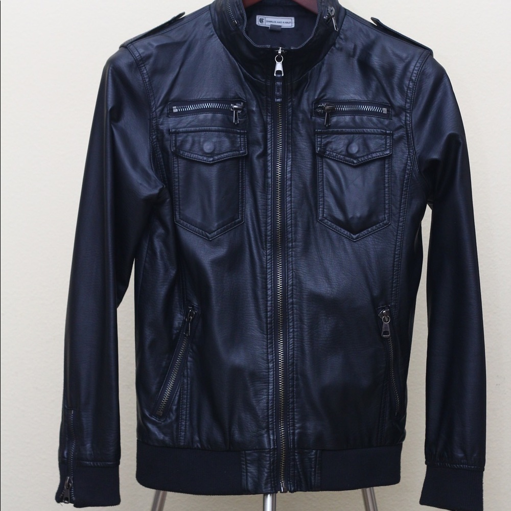 Charles and a Half black faux leather jacket
