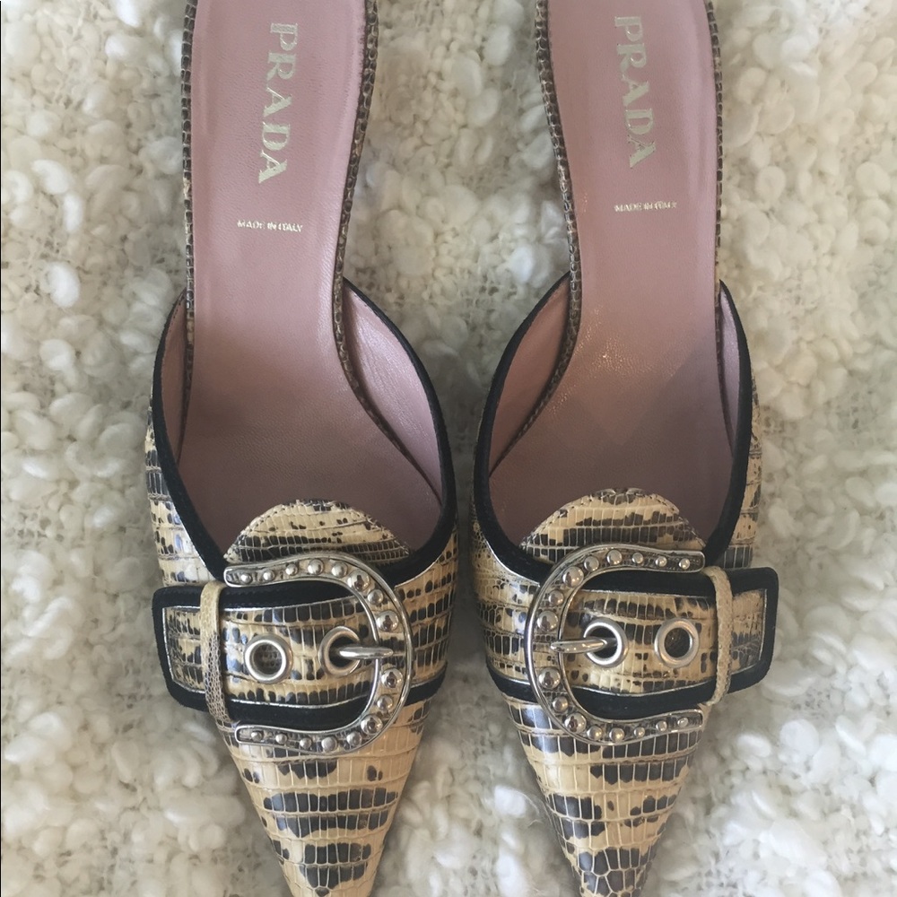 Prada Vero Cuoio Kitten-heel Mules