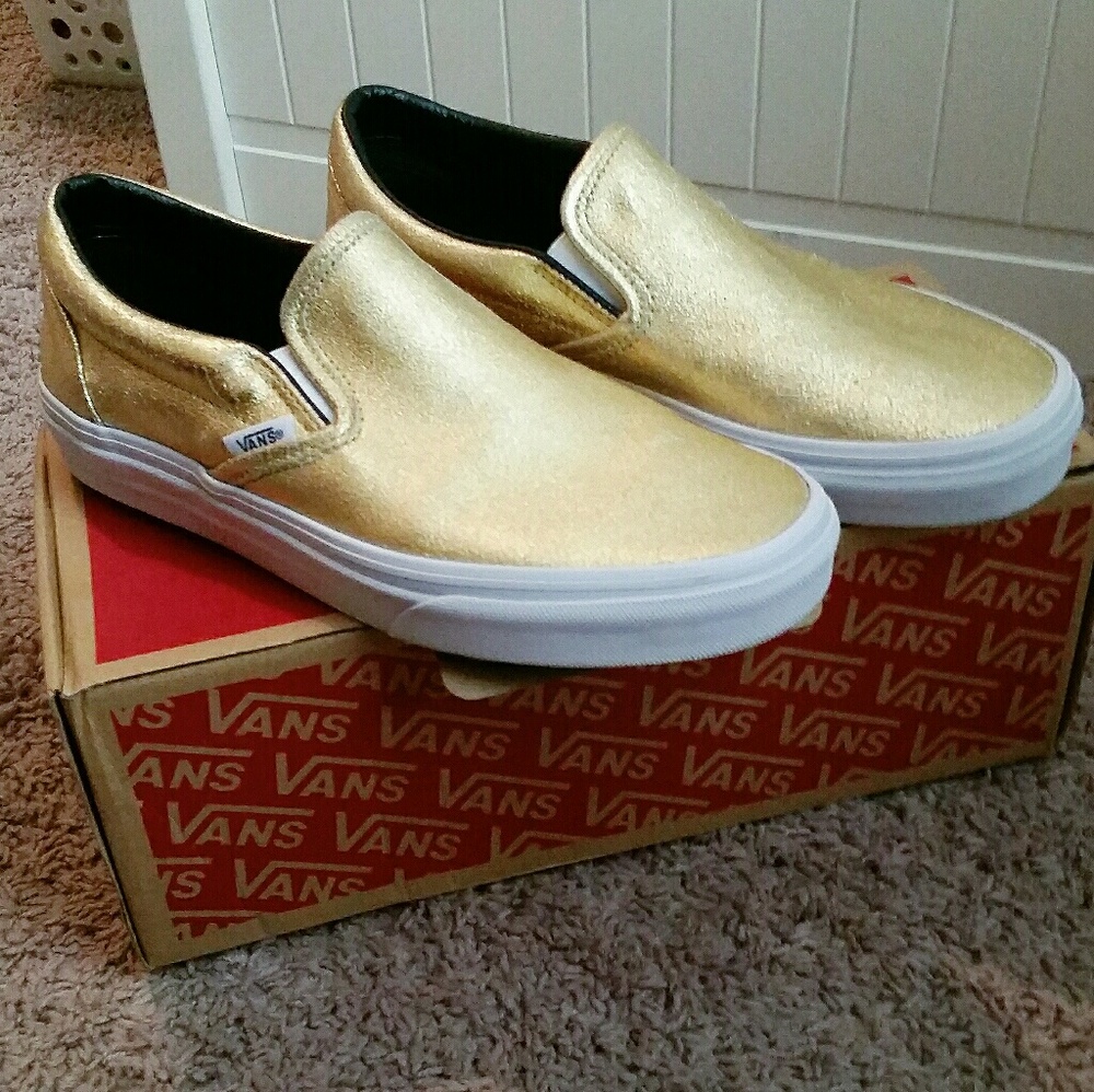 Vans gold slip on