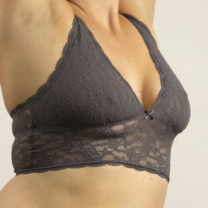 VS Lace Racerback Bralette Dark Gray