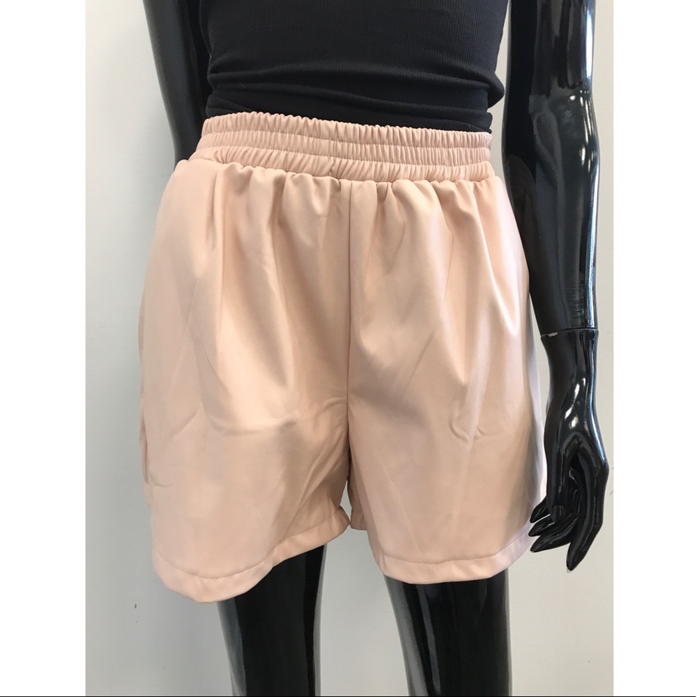 Faux Leather Tie Waist Shorts