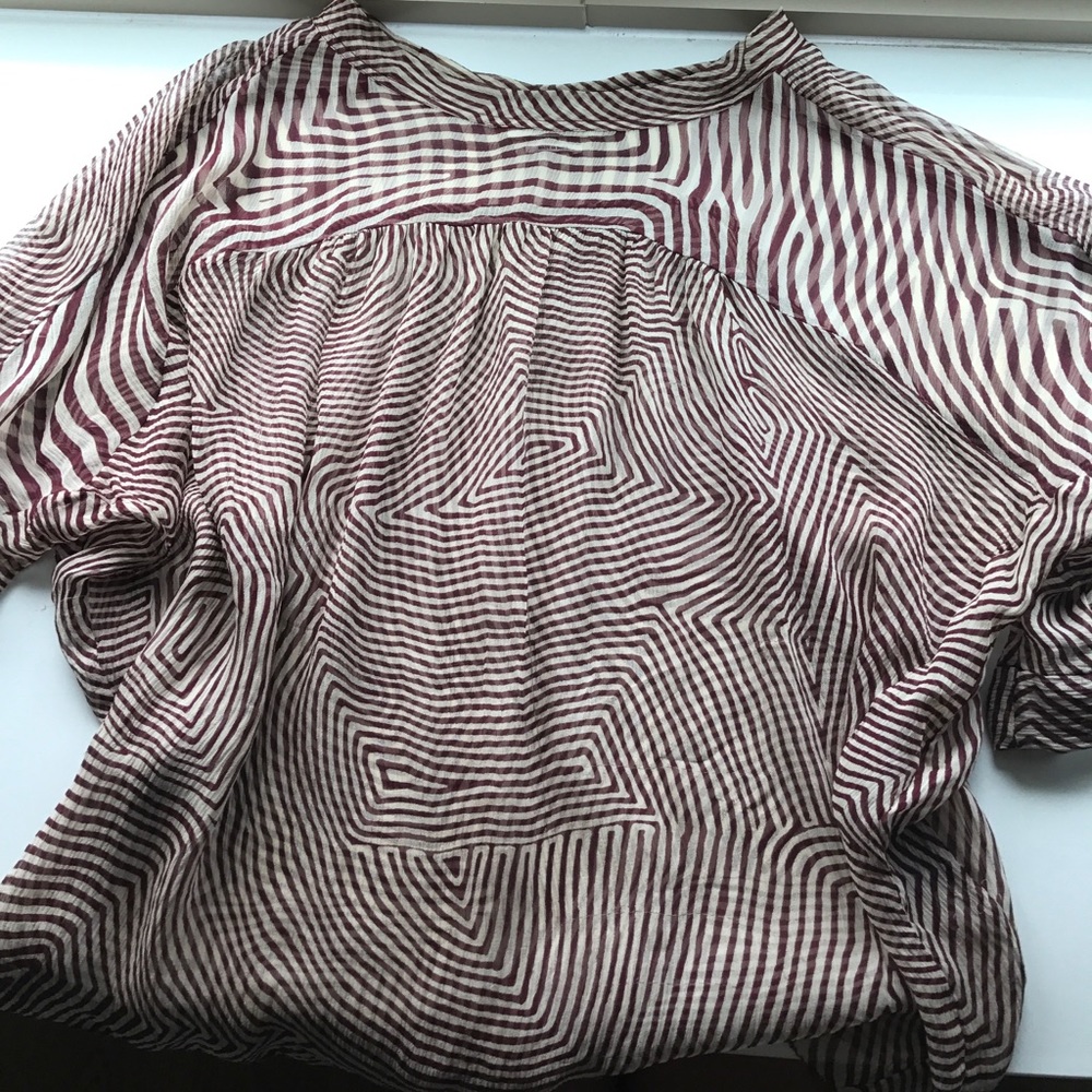 Isabel Marant Red White Chiffon Top US 8
