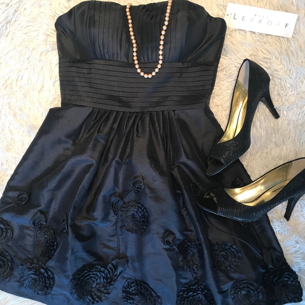 NWT Bill Levkoff Cocktail Black Dress Size 8