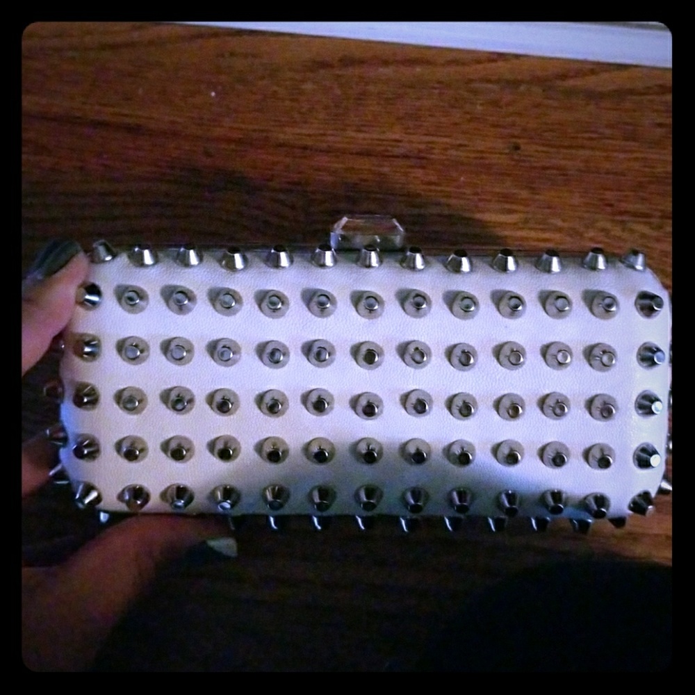 White studded clutch