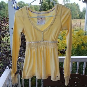 Hollister Long Sleeve Empire Waist Babydoll Top