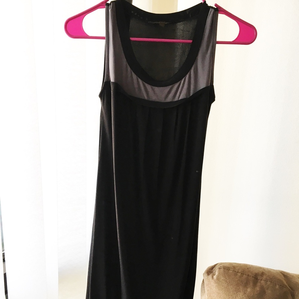 Black and grey tulip-bottom shift dress