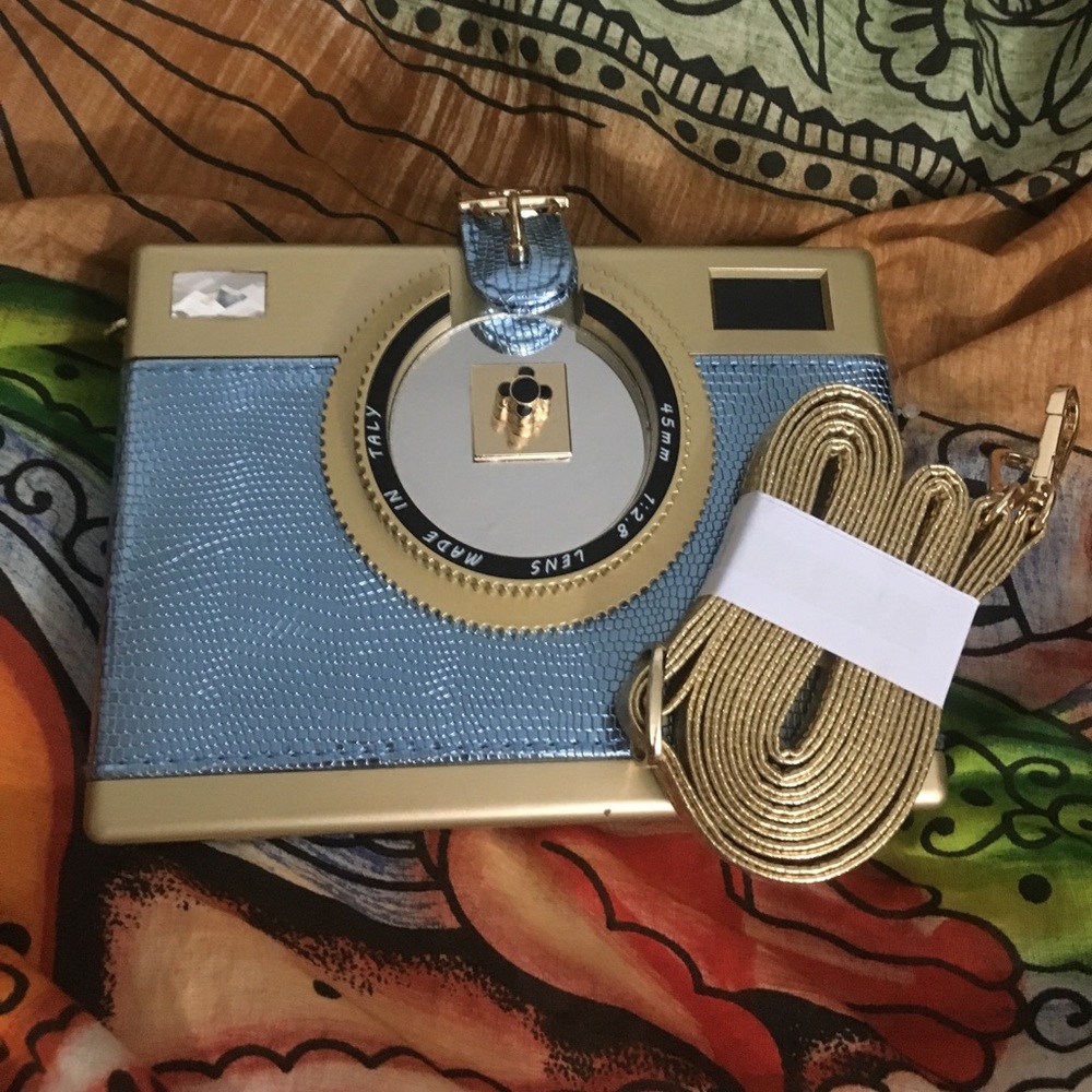 Blue camera purse