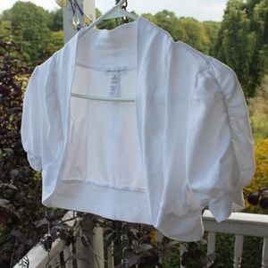 Ambiance Apparel Ruched White Shrug