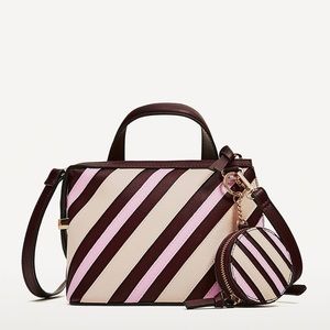 Zara striped city bag with purse pendant