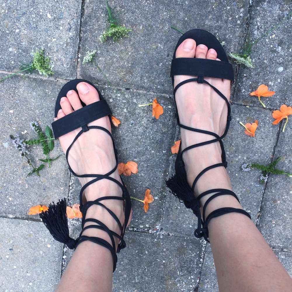 Aldo Tassle Lace Up Sandals