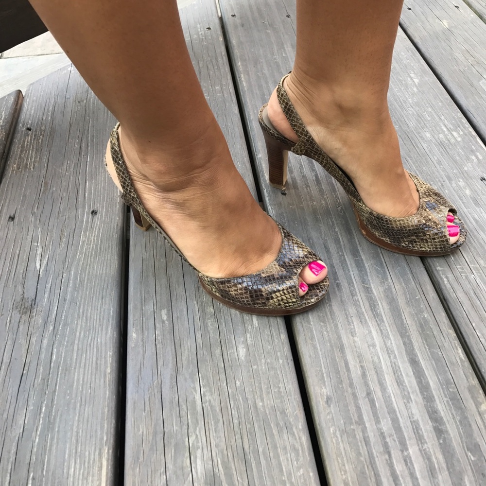 Snakeskin slingback heels