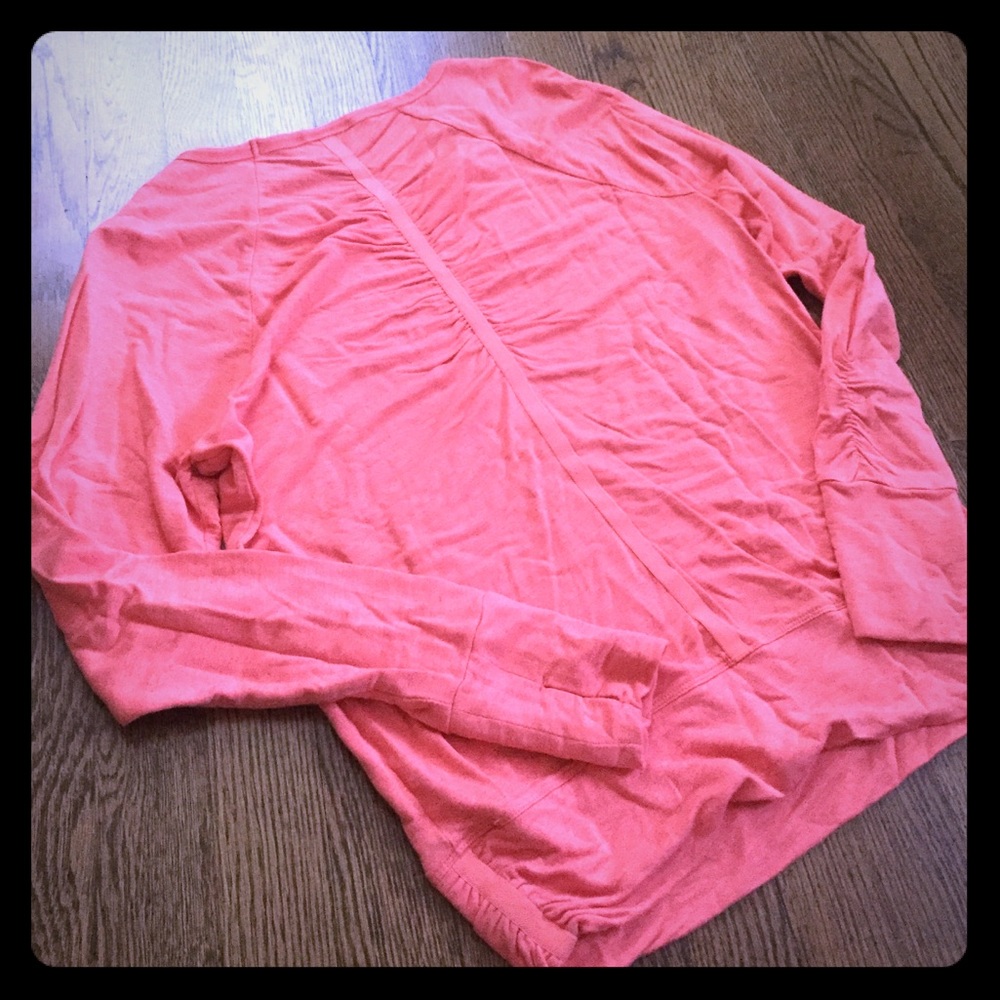 Athleta Salmon Sweater with Rouched Detail, Small