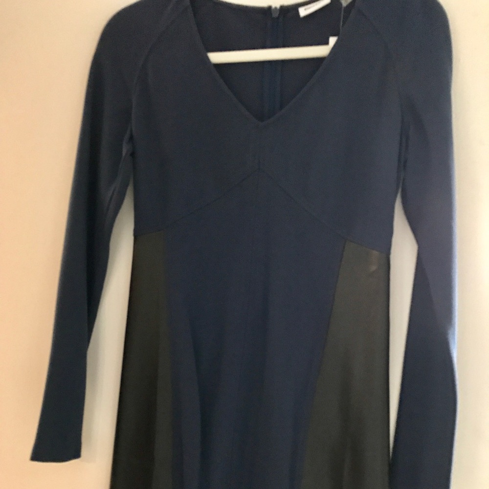 Unworn dress faux leather detail