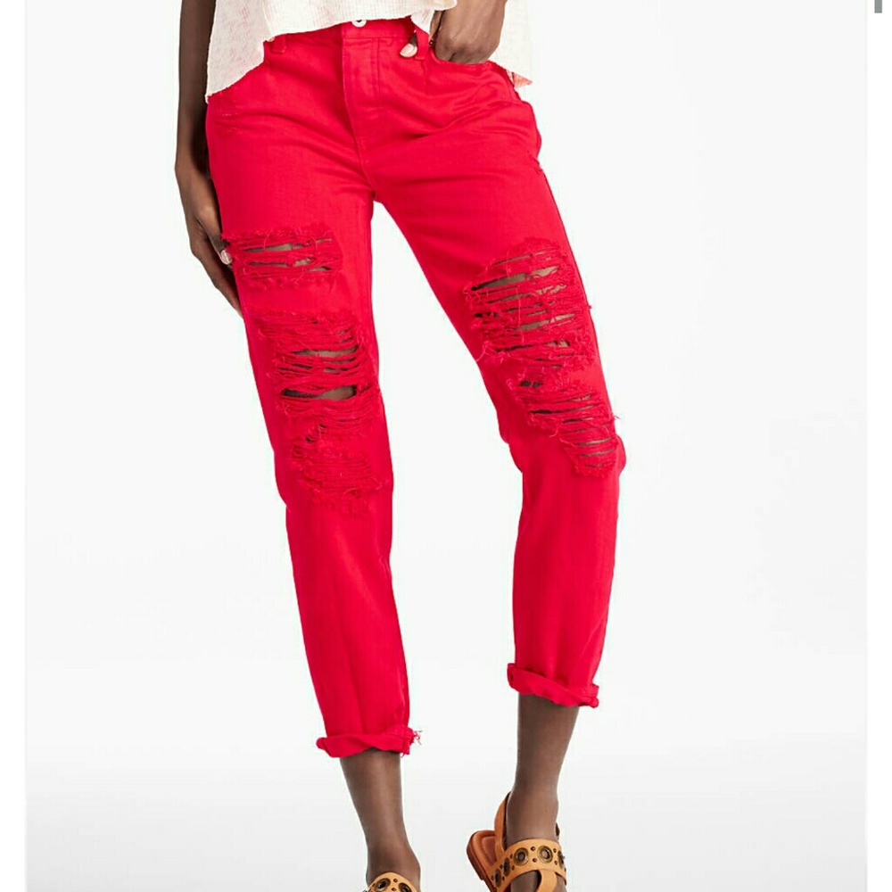 NWT Lucky Brand Red Boyfriend Jeans