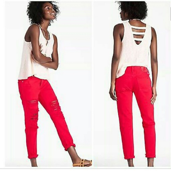 NWT Lucky Brand Red Boyfriend Jeans - Picture 2 of 8