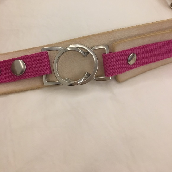 A/X Armani exchange leather belt with pink canvas - Picture 2 of 5