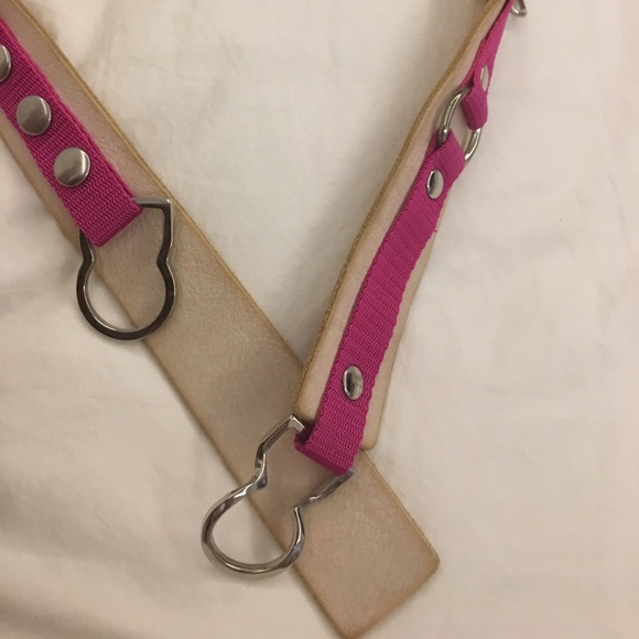 A/X Armani exchange leather belt with pink canvas - Picture 3 of 5