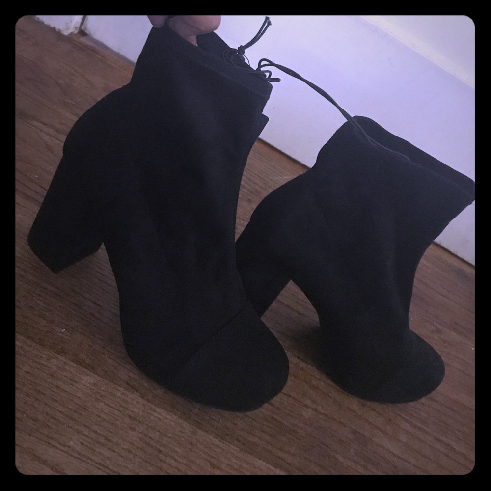 Black suede booties
