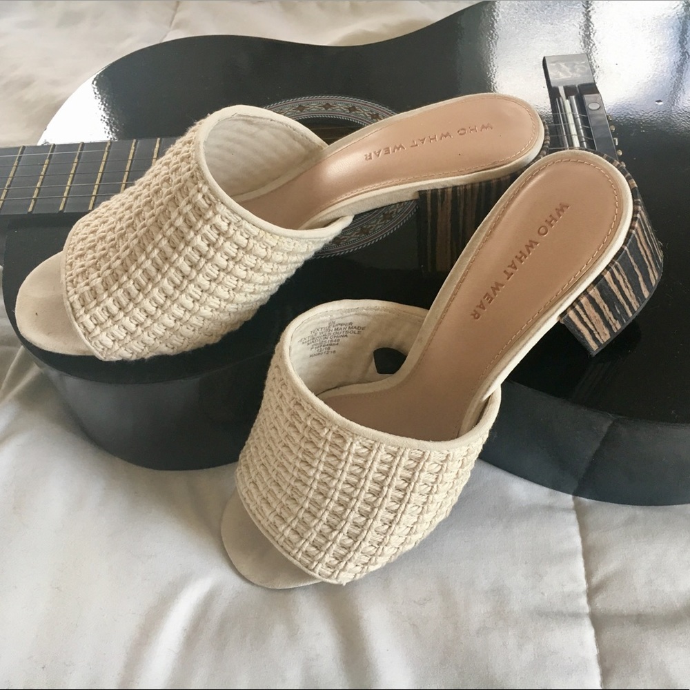 WWW Strap Block Heel Slide