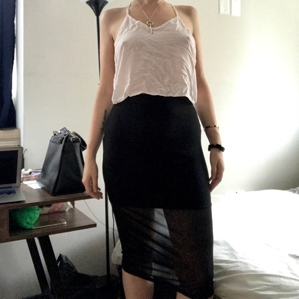 Topshop Black Skirt w/Sheer Panel