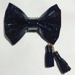 Black Croc Vinyl bowtie