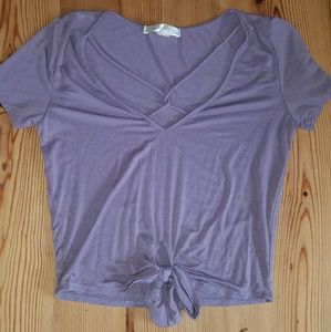 Criss cross neck tie crop top