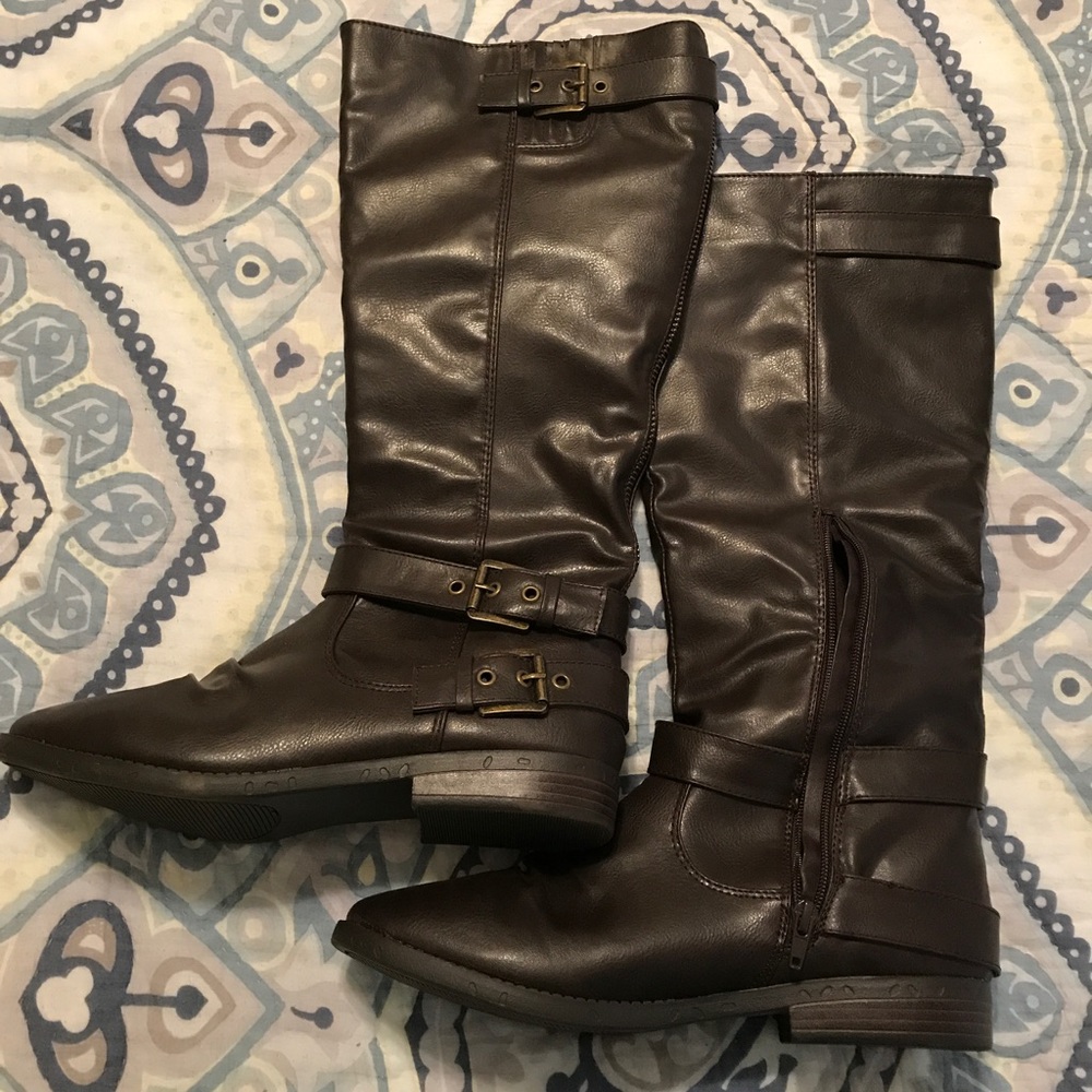 Brown riding boots