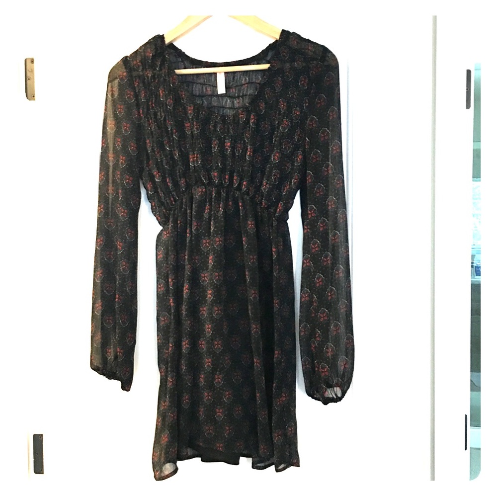 Sheer black tunic dress with slip