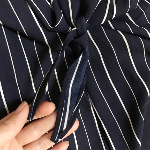 Off shoulder striped tie lantern sleeves boho top - Picture 4 of 4