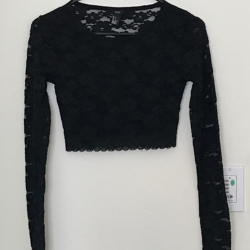 Black lace crop top