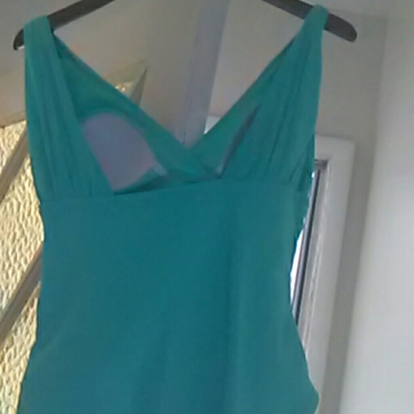 Teal/green one piece adult women's swim suit - Picture 2 of 3