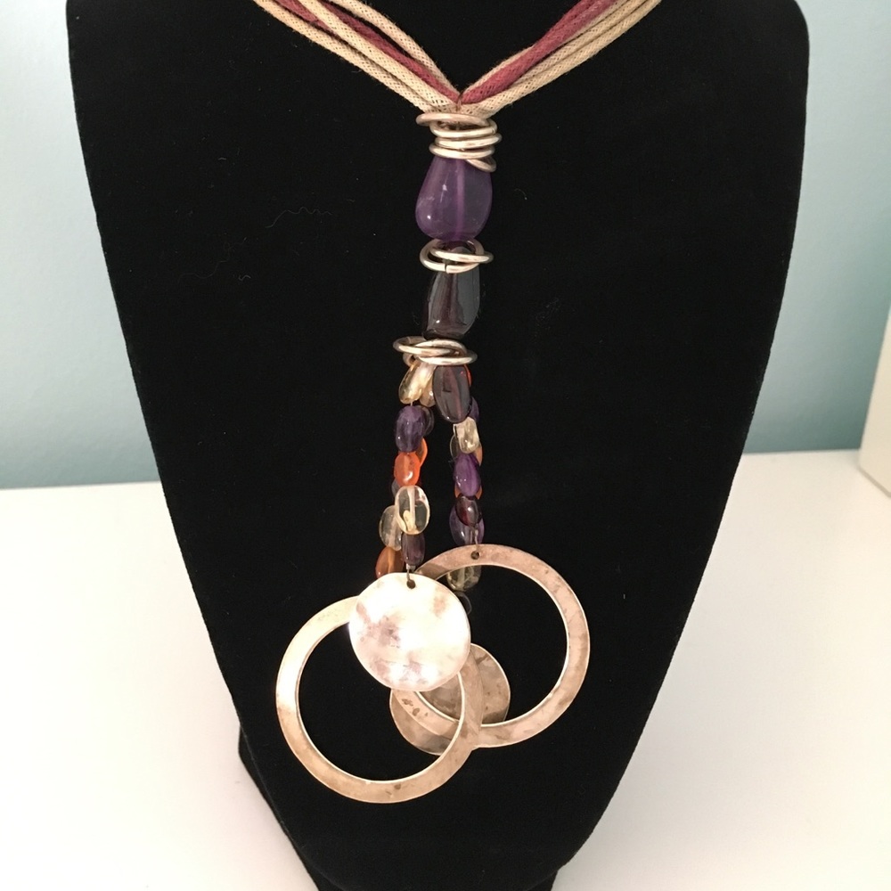 Real Leather Sterling Silver Necklace